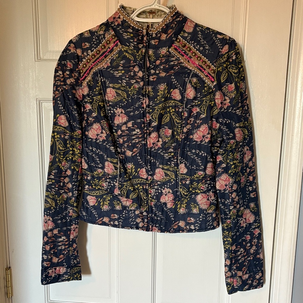 Vintage Floral Free People Zip-Up